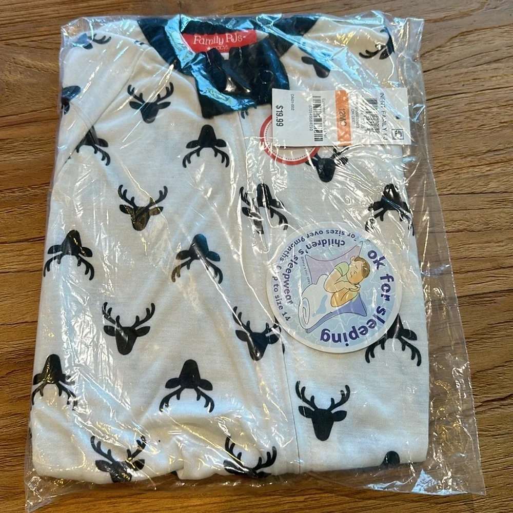 Family PJs Pajamas Baby Infant Toddler Zip Front Footies Matching Deer Print NWT